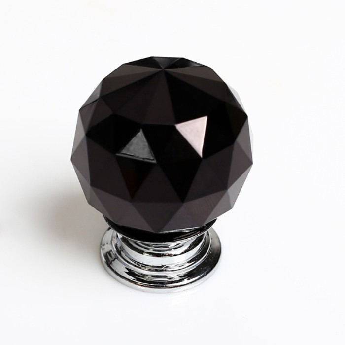 Diameter 50mm Brand New Sparkle Black Glass Crystal Cabinet Pull Drawer Handle Kitchen Door Wardrobe Cupboard Knob Free Shipping
