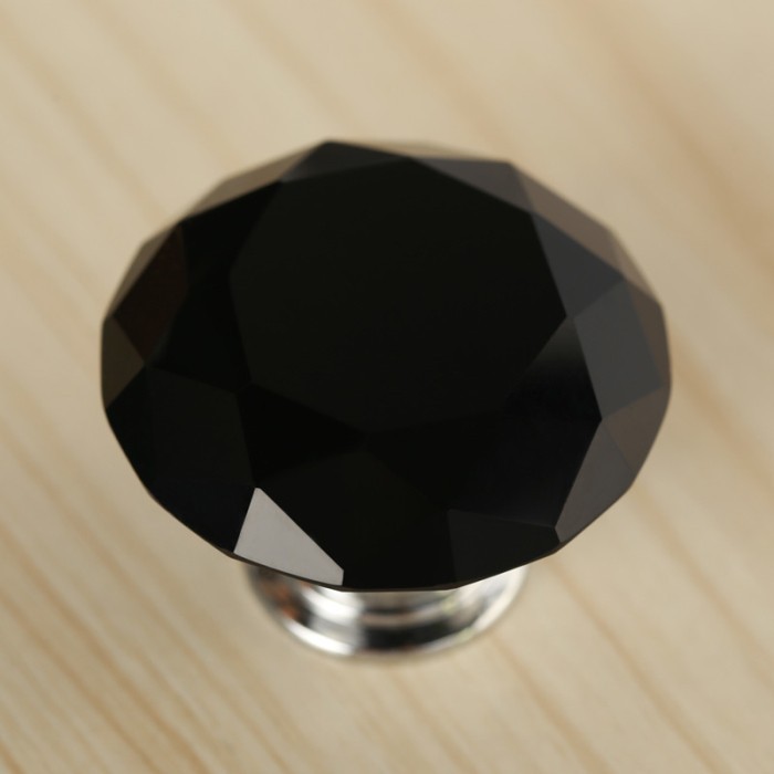 Diamond Shaped Black Glass Crystal Cabinet Pull Drawer Handle Kitchen Door Knob Home Furniture Knob 10PCS Diameter 40mm