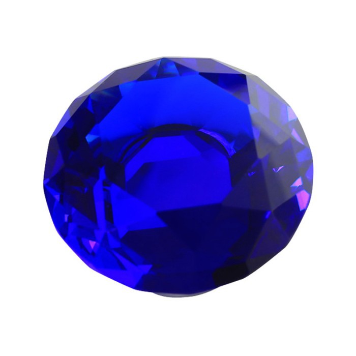Diamond Shaped Blue Glass Crystal Cabinet Pull Drawer Handle Kitchen Door Knob Home Furniture Knob 1PCS Diameter 30mm