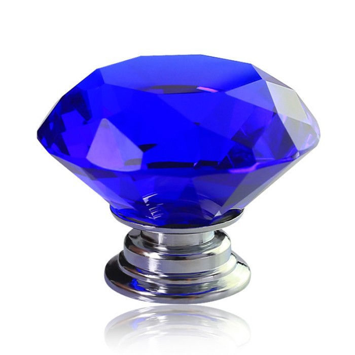 HOT New 2014 Luxury 30mm Royal Blue Acrylic Diamond Shaped Door Pulls Drawer Cabinet Wardrobe Knobs Cupboard Handles 5pcs/lot