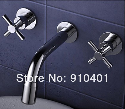 Brand new!brass wall mount bathroom basin faucet double hands mixer with color changing LED light chrome