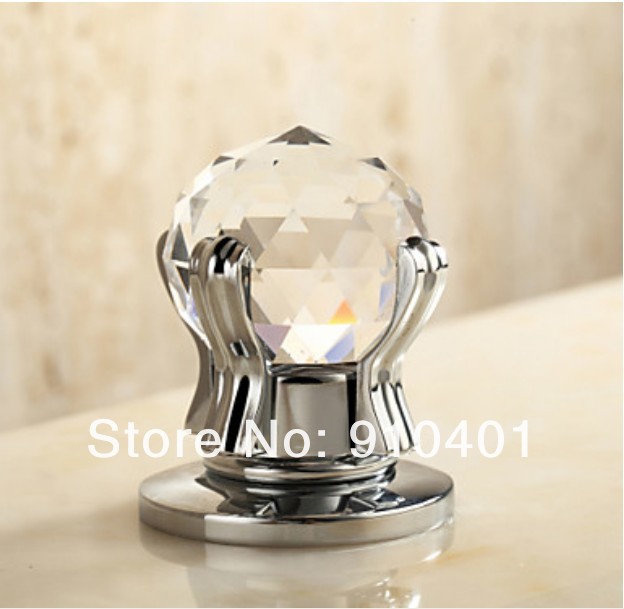 Contemporary Promotion Luxury LED Widespread Waterfall Bathroom Basin Faucet Dual Crystal Handles Mixer