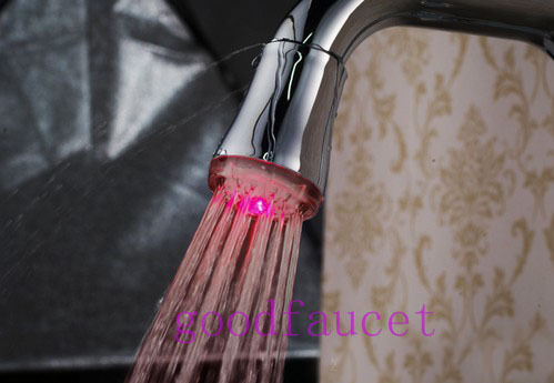LED Light Polish Chrome Bathroom Faucet Solid Brass Basin Sink Mixer Tap Single Handle Hole Swivel Spout