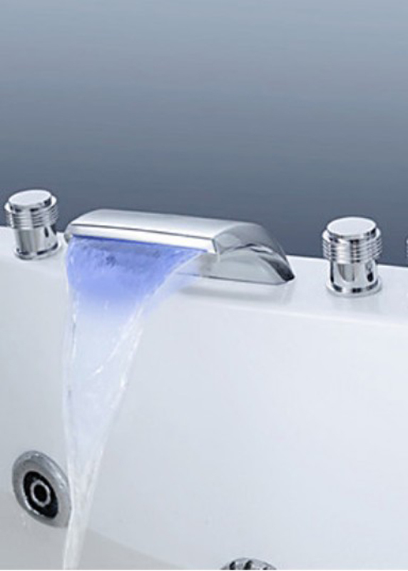 Wholesale And Retail Promotion NEW LED Bathroom Waterfall Basin Faucet Dual Handles 3 PCS Sink Mixer Tap Chrome