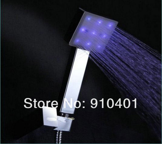 Brand NEW Luxury Color Changing Rain Ceiling Bathroom Shower Set Faucet 8"Shower Head With Led Light Chrome Finish