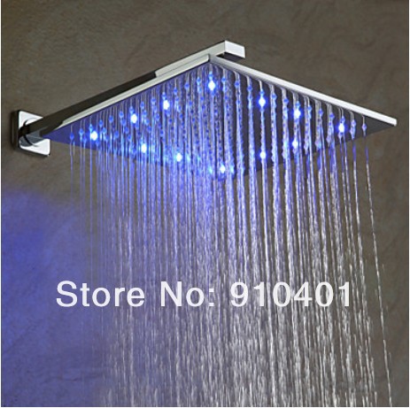 Color Changing Wall Mounted Rain Shower Set Faucet 8"Shower Head Arm Control Valve Handheld Sprayer LED Light