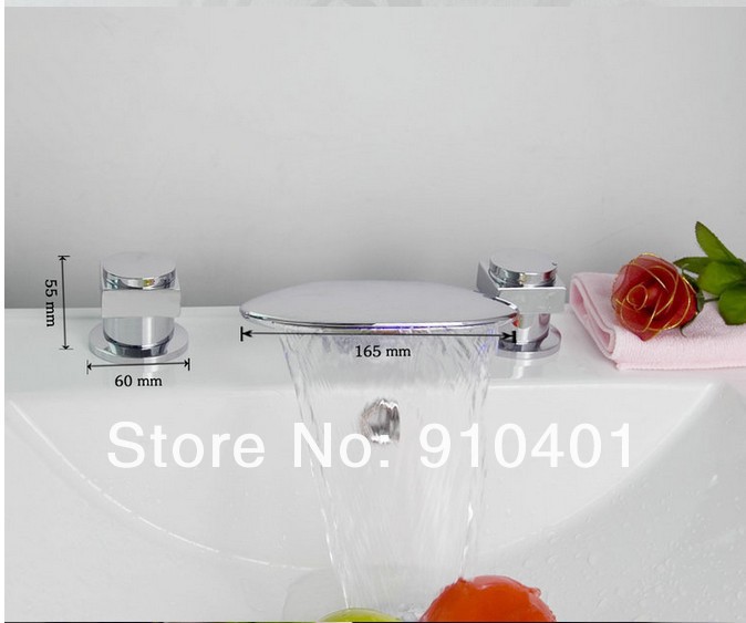 Wholesale And Retail Promotion LED Color Changing Chrome Brass Bathroom Basin Faucet Waterfall Sink Mixer Tap