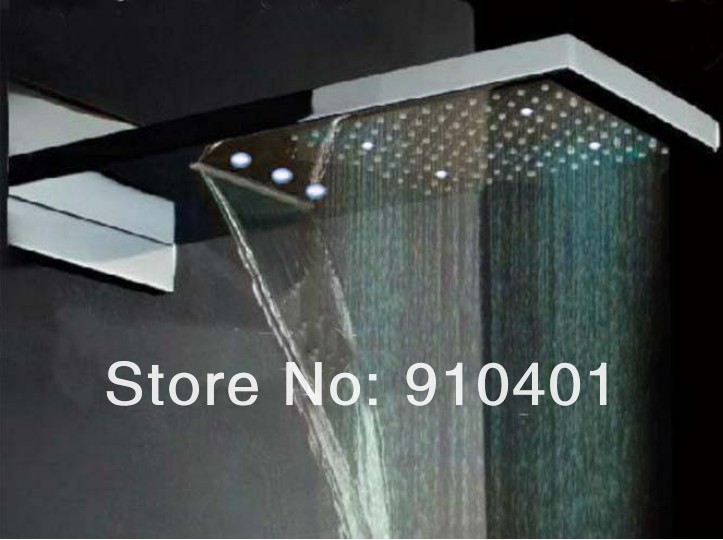 Wholesale And Retail Promotion LED Color Changing Wall Mounted Waterfall Rain Shower Faucet W/ Hand Shower Tap