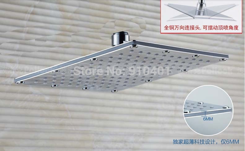 Wholesale And Retail Promotion LED Solid Brass 12" Rain Shower Head Shower Faucet Set Bathtub Mixer Tap Chrome