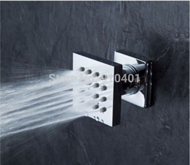 Wholesale And Retail Promotion LED Thermostatic 10" Wall Mounted Shower Arm Head Hand Shower Body 6 Massage Jet