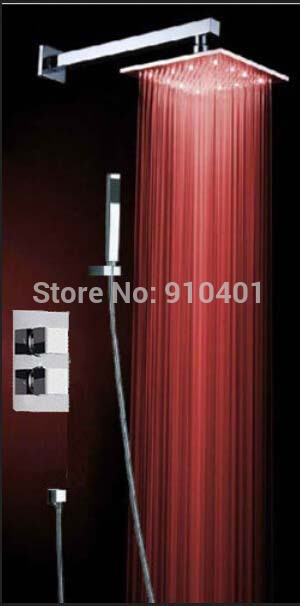 Wholesale And Retail Promotion Luxury 16" Rain Shower Head Dual Handles Thermostatic Valve With Hand Shower Tap