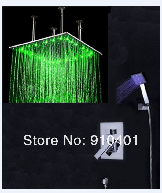 Wholesale And Retail Promotion Luxury LED Color Changing Celling Mounted 20" Square Rain Shower Faucet Mixer