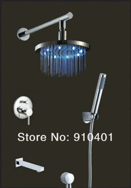 Wholesale And Retail Promotion Luxury Wall Mounted LED Colors 8" Rain Shower Faucet Set Bathtub Mixer Shower