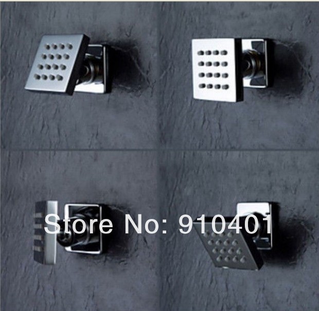 Wholesale And Retail Promotion NEW Chrome LED Thermostatic 12" Square Shower Head Shower Faucet W/ Jets Sprayer