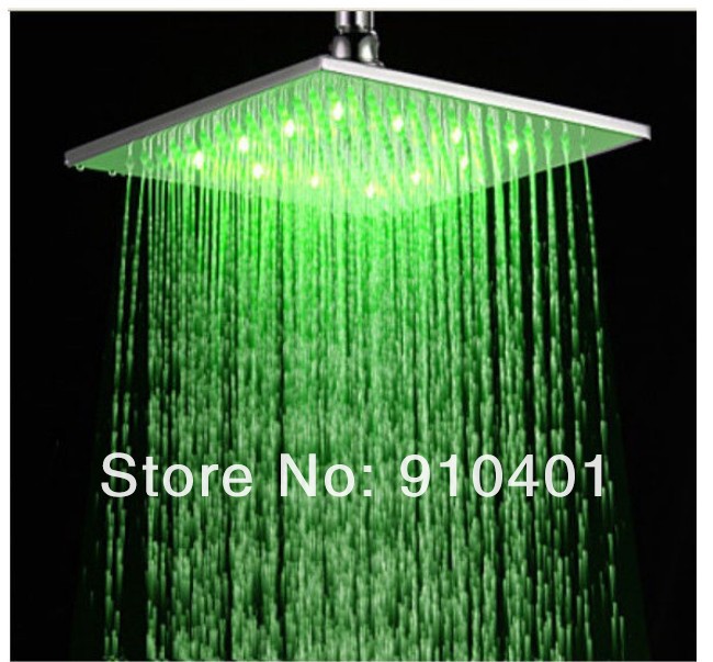 Wholesale And Retail Promotion NEW LED Color Changing 12" Rainfall Shower Faucet Set Bathtub Shower Mixer Tap