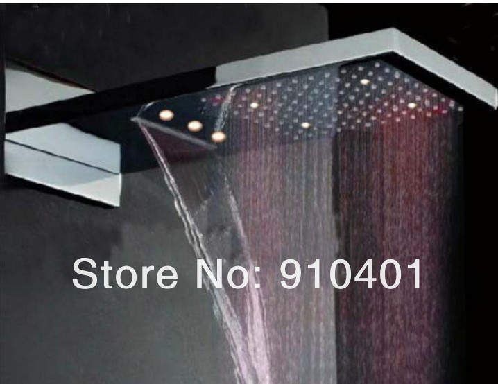 Wholesale And Retail Promotion NEW LED Colors Wall Mounted Waterfall Rain Shower Faucet Set Bathtub Mixer Tap