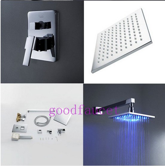 wholesale and retail promotionWall Mounted LED Rain Shower Faucet Set 12" Shower Head + Handheld Shower Chrome