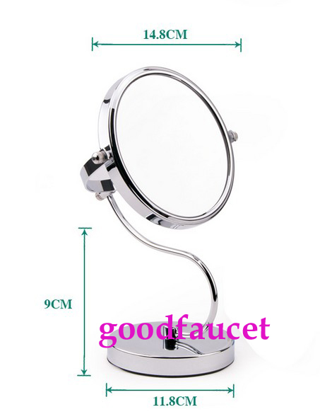 Deck Mounted Swivel Makeup Beauty Cosmetic Mirror S Shape Dual Side 3x to 1x Magnifying Mirror Chrome Brass