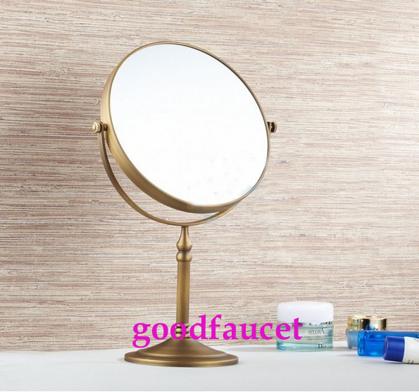 NEW Antique brass Deck Mount  Beauty Cosmetic Mirror Dual Side 3x to 1x Magnifying Mirror 8 inches Round Mirror