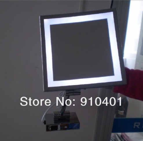Wholesale / Retail Beauty LED Light Square 3X Cord Next Generation Vanity Make Up Magnifying Mirror  Wall Mounted