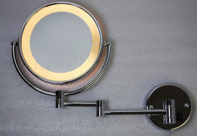 Wholesale And Retail LED Light Wall Mounted Bathroom Makeup Mirror Beauty 8 inches Magnifying Mirror Chrome Finish