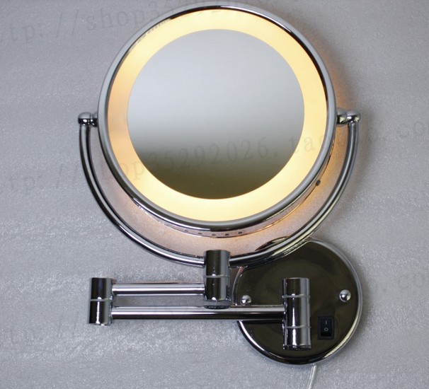 Wholesale And Retail LED Light Wall Mounted Bathroom Makeup Mirror Beauty 8 inches Magnifying Mirror Chrome Finish