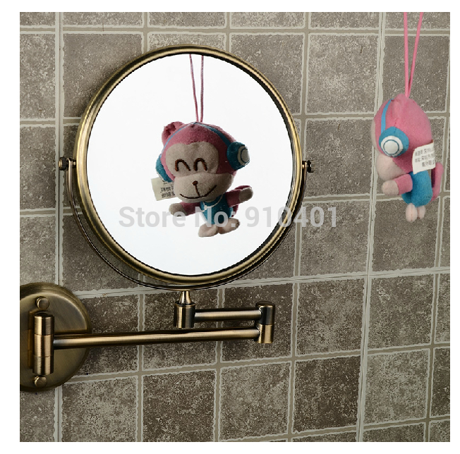 Wholesale And Retail Promotion Antique Brass Wall Mounted 8" Round Make Up Mirror Magnifying Cosmetic Mirror