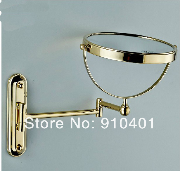 Wholesale And Retail Promotion  Golden Beauty Wall Mounted Bathroom Double Side Magnifying Makeup Mirror Brass