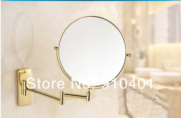 Wholesale And Retail Promotion Modern Golden Brass Wall Mounted Beauty Makeup Mirror Magnifying Round Mirror