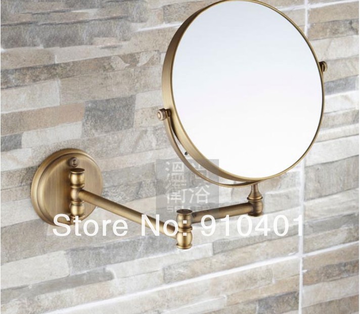Wholesale And Retail Promotion  NEW Antique Brass Wall Mounted Bathroom Dual Side Magnifying Makeup Mirror Brass