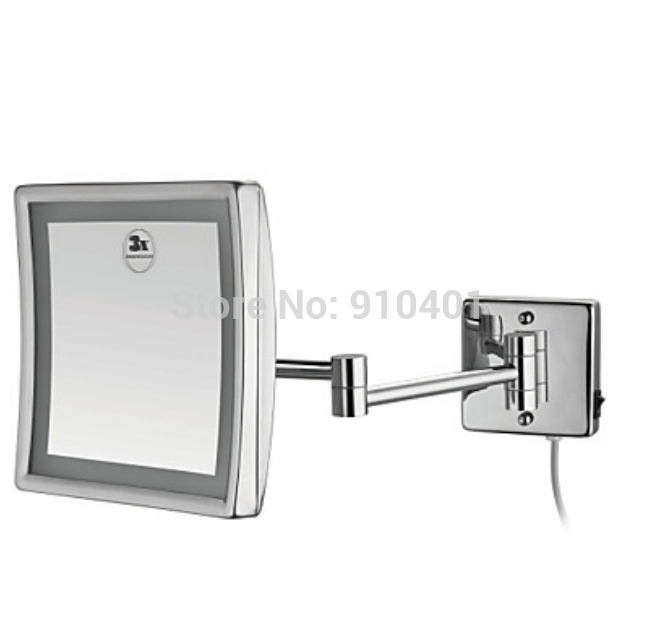Wholesale And Retail Promotion Square Foldable Wall Mount Magnifying Bathroom Mirror LED Makeup Cosmetic Mirror