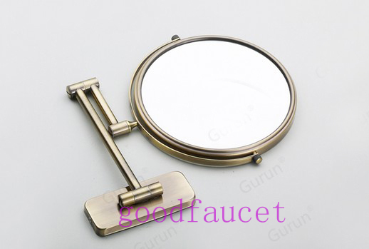 antique bronze 100 % solid brass mirror makeup magnifying mirror brass round mirror 8 inch fual faces wall mount