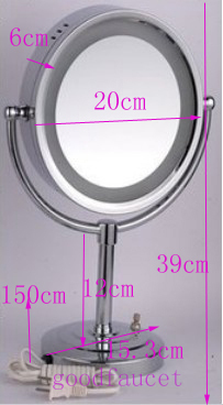 beauty girl make up mirror 8 inches magnifying LED mirror 2-Face Illuminated deck mounted mirror chrome