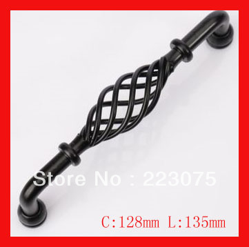 -128MM Black Iron furniture kitchen cabinet door handle / Iron birdcage drawer pull hangle C:96mm L:105mm