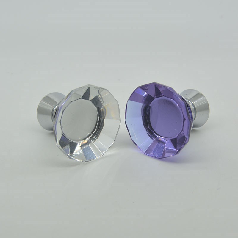 clear purple crystal cabinet knob 25g 28*25mm diamond shaped crystal cabinet knob crystal drawer knobs
