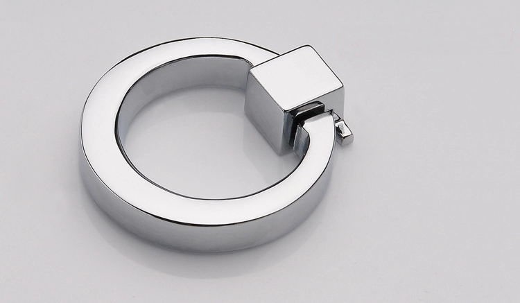Free Shipping Bright Chrome plated cabinet knob / zinc alloy drawer pull ring hardware for kitchen