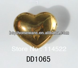 heart shaped ceramic knob gold plated antique furniture knob wardrobe cupboard knobs drawer dresser knobs cabinet pulls DD1065