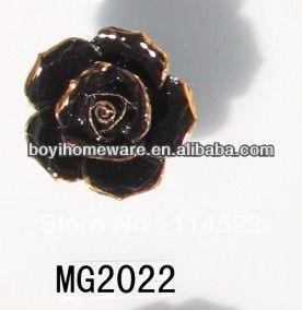 new design black ceramic flower knobs with gold edge cabinet pull kitchen cupboard knob kids drawer knobs MG2022