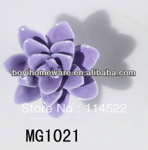 new design hand made blue flower ceramic knobs handles cabinet pull kitchen cupboard knob kids drawer knobs MG1021