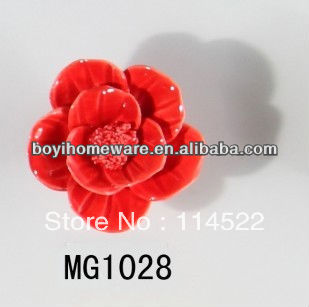 new design hand made hot sale rose flower ceramic knobs handles cabinet pull kitchen cupboard knob kids drawer knobs MG1028