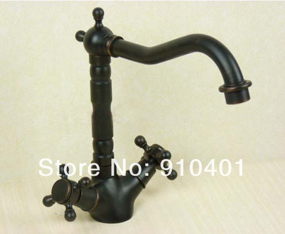 Classic Oil Rubbed Bronze All Brass Kitchen Sink Faucet Mixer Tap Double Cross Handles 