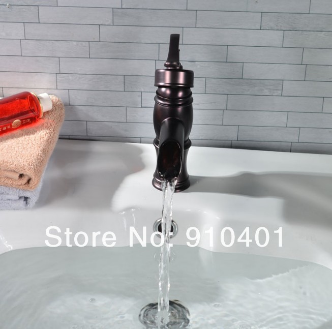 Luxury Oil Rubbed Bronze Bathroom Vanity  Basin Faucet Water  Mixer Tap Single Handle Bamboo Shape 