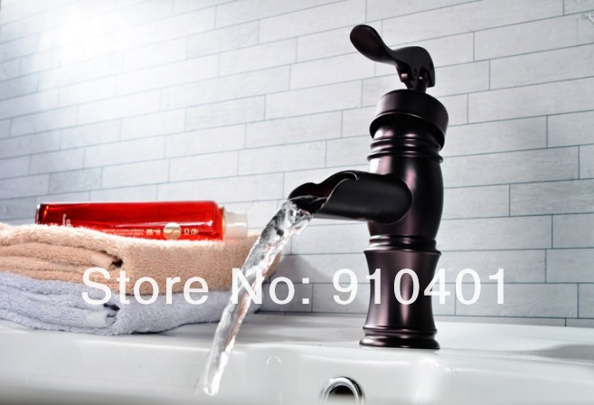 Luxury Oil Rubbed Bronze Bathroom Vanity  Basin Faucet Water  Mixer Tap Single Handle Bamboo Shape 