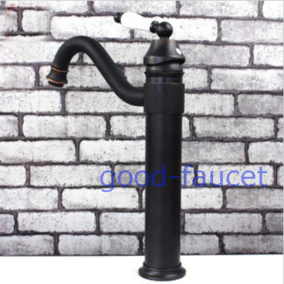 NEW oil rubbed bronze copper bathroom basin faucet hot & cold water mixer tap single ceramic handle hole black bronze faucet