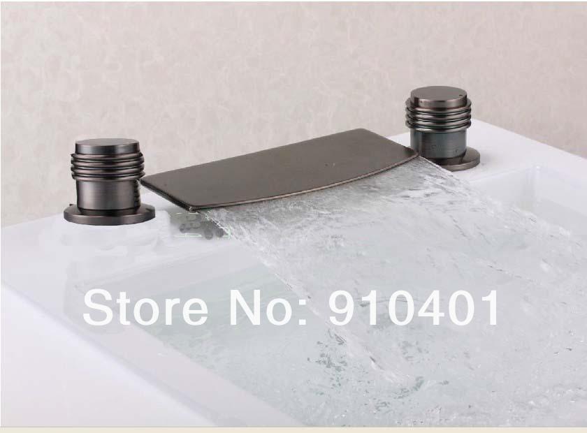 Wholesale And Retail Promotion Classic Oil Rubbed Bronze Bathroom Basin Faucet Deck Mounted Mixer Dual Handles