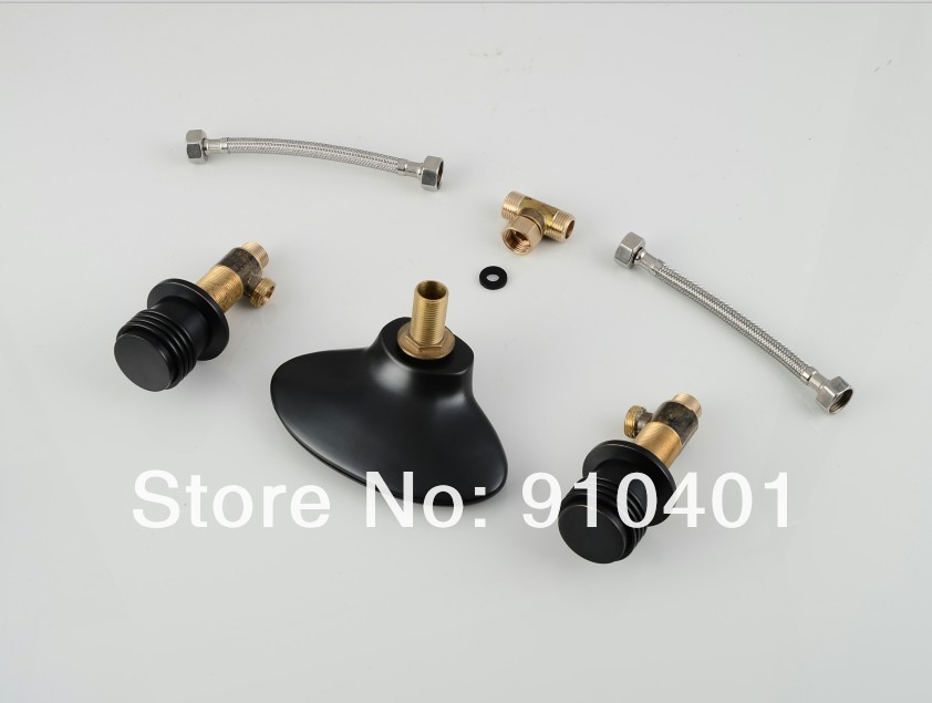 Wholesale And Retail Promotion  LED Deck Mounted Oil Rubbed Bronze Waterfall Bathroom Basin Faucet Dual Handles