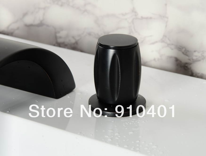 Wholesale And Retail Promotion LED Oil Rubbed Bronze Square Waterfall Bathroom Basin Faucet Dual Handles Mixer