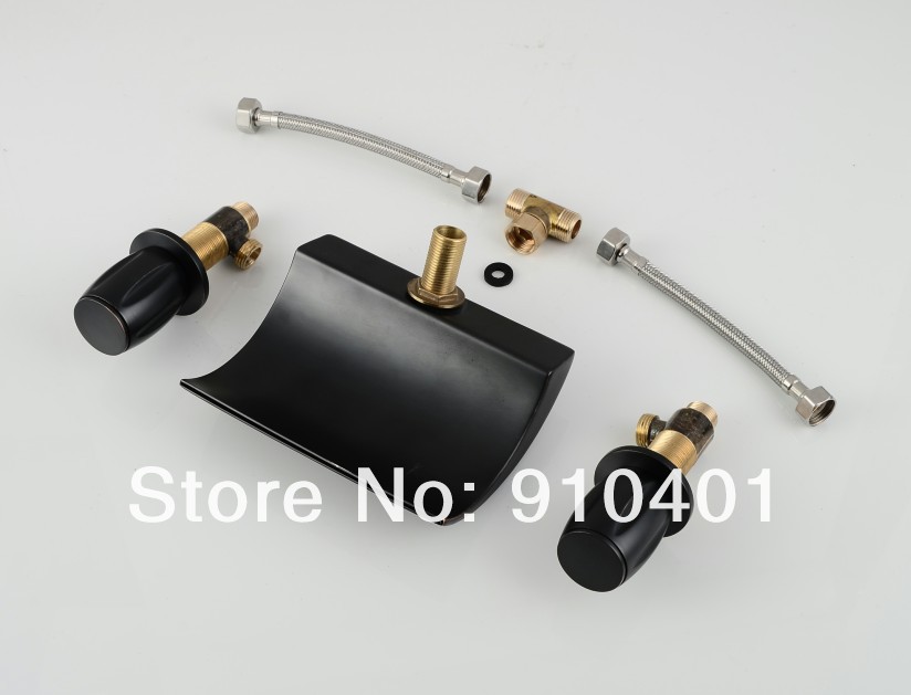 Wholesale And Retail Promotion LED Oil Rubbed Bronze Square Waterfall Bathroom Basin Faucet Dual Handles Mixer