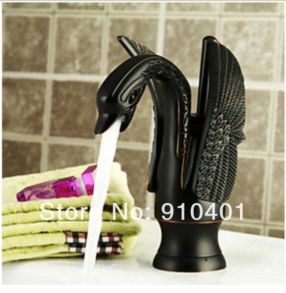 Wholesale And Retail Promotion  NEW Oil Rubbed Bronze Bathroom Swan Faucet Vanity Sink Mixer Tap Swivel Handle