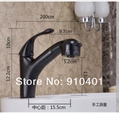 Wholesale And Retail Promotion NEW Oil Rubbed Bronze Pull Out Bathroom Basin Faucet Dual Sprayer Sink Mixer Tap